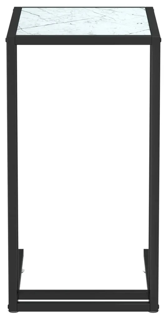 vidaXL Τραπέζι Υπολογ. Βοηθ. Λευκό Οψη Μαρμάρου 50x35x65εκ. Ψημ. Γυαλί