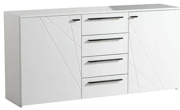 Κομότα - Μπουφές Ksanti 3K4F Λευκή - Λευκή Λάκα 163x40x80.5 εκ. 163x40x80.5 εκ.