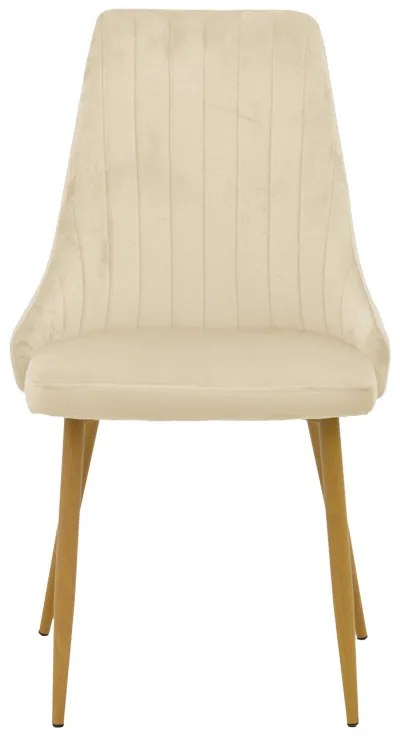 Καρέκλα Azori pakoworld μπεζ βελούδο με πόδι μετάλλου σε φυσική απόχρωση 49x55x85εκ