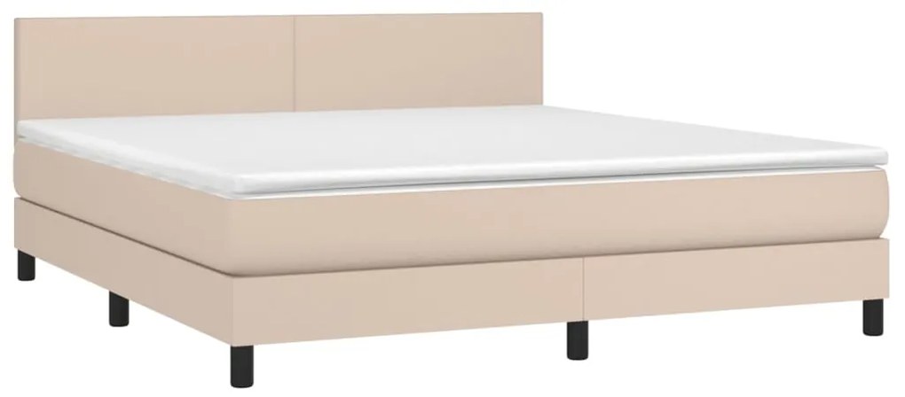 Κρεβάτι Boxspring με Στρώμα Καπουτσίνο 160x200εκ.από Συνθ.Δέρμα - Καφέ