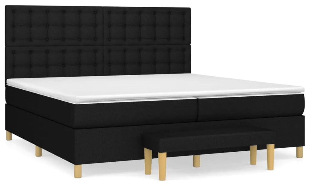 vidaXL Κρεβάτι Boxspring με Στρώμα Μαύρο 200x200 εκ. Υφασμάτινο