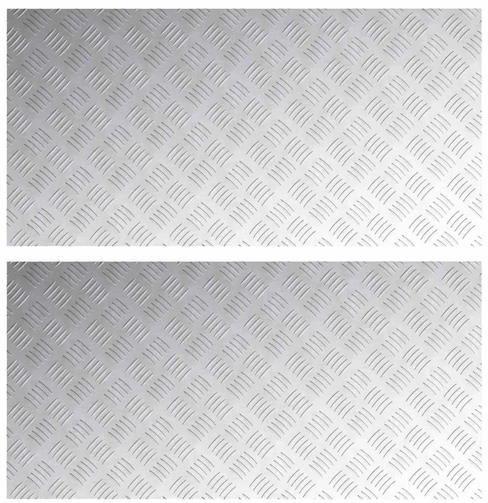 vidaXL Επιφάνειες Καρό 2 pcs Ασημί 100 x 50 cm Αλουμίνιο
