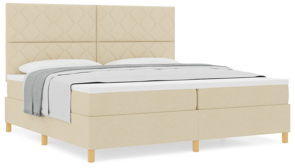 vidaXL Κρεβάτι με Στρώμα Κρεμ 200x200 cm Ύφασμα