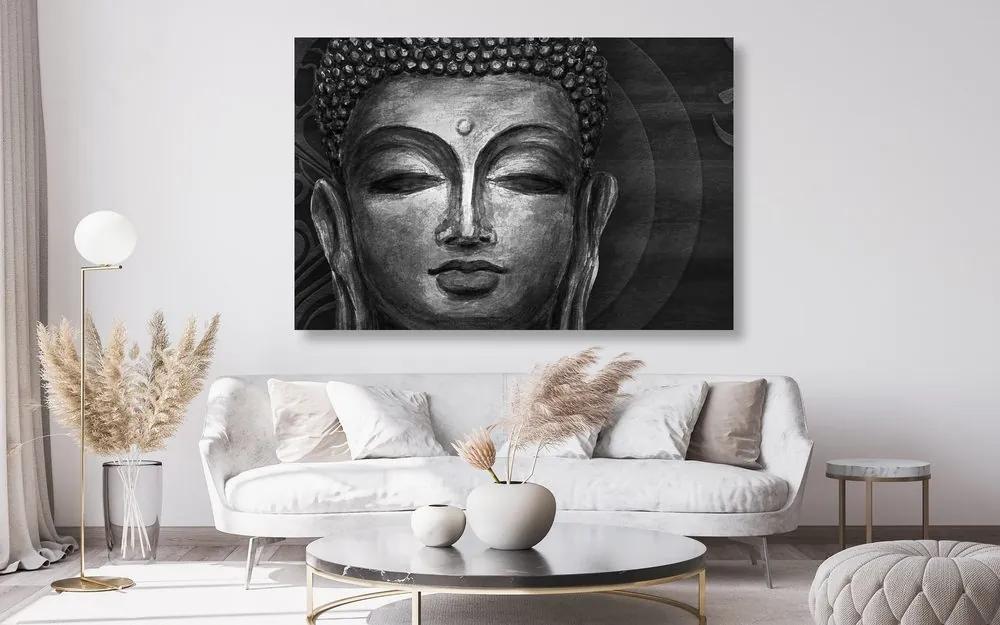 Εικόνα προσώπου του Βούδα σε ασπρόμαυρο