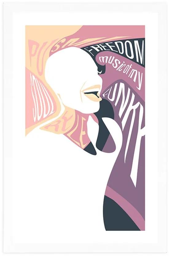 Αφίσα με παρπαστού Γυναίκα με αφιέρωση σε απαλά χρώματα - 30x45 black