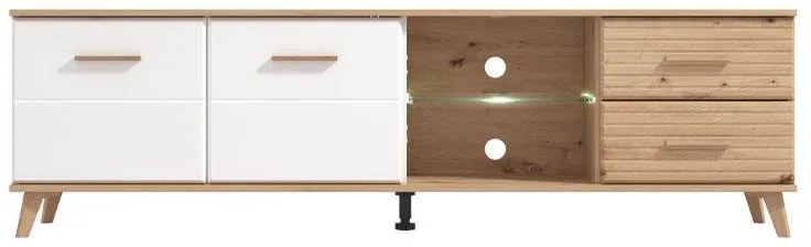 Έπιπλο Τηλεόρασης Ascona Λευκό - Artisan Oak - Λευκό Γυαλιστερό 179x40x52 εκ. 179x40x52 εκ.