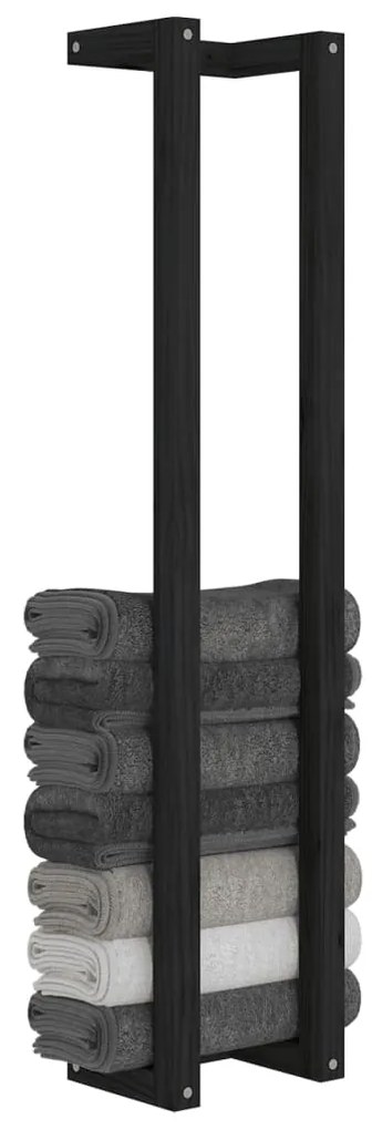 vidaXL Πετσετοκρεμάστρα Μαύρο 23x18x110 εκ. από Μασίφ Ξύλο Πεύκου