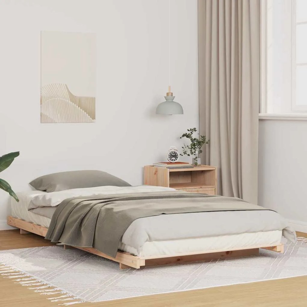 vidaXL Κρεβάτι δαπέδου Καφέ 80 x 210 cm Μασίφ ξύλο πεύκου