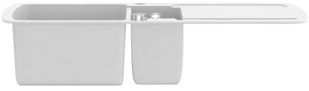 vidaXL Νεροχύτης με Διπλή Γούρνα Λευκός Γρανιτένιος