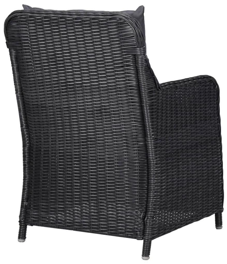Καρέκλες Κήπου 2 τεμ. με Τραπεζάκι Μαύρες από Συνθετικό Ρατάν - Μαύρο
