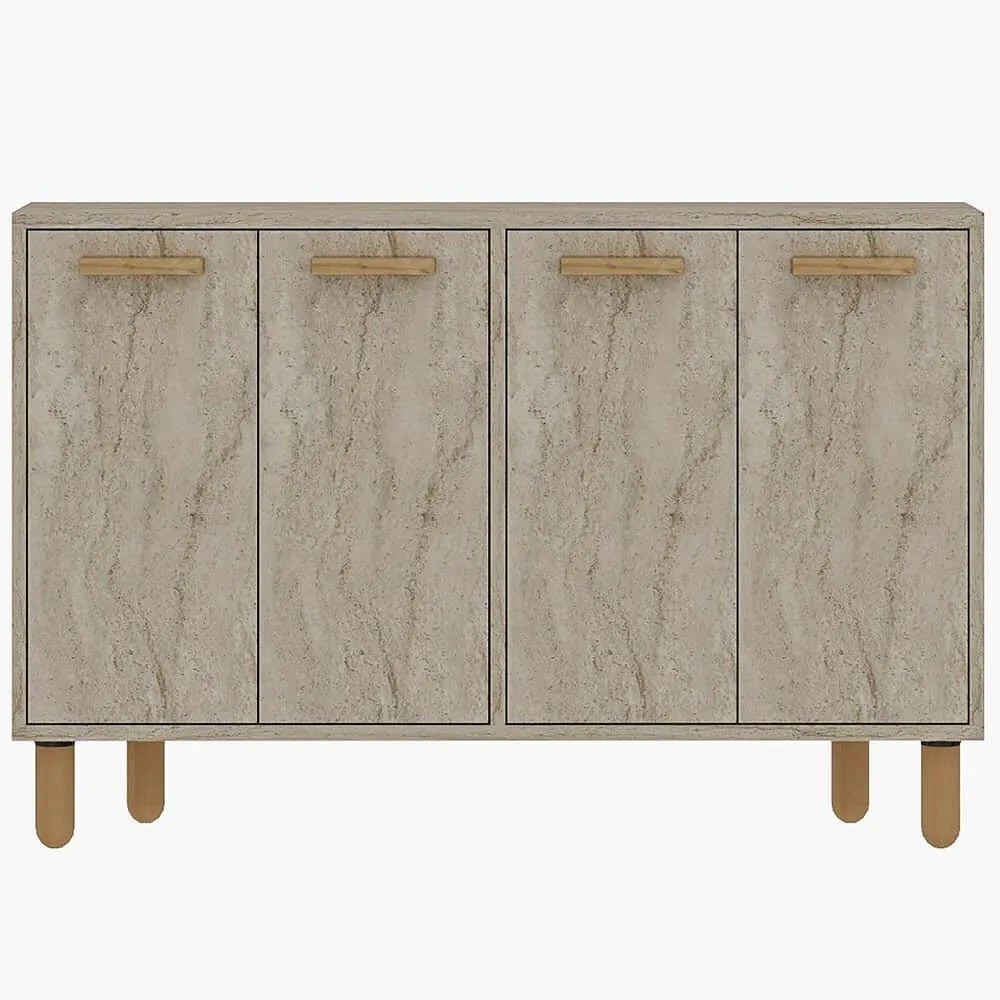 Μπουφές Venedik 327ODS1284 120x29,6x73,6cm Travertine Beige-Oak Μοριοσανίδα, Μελαμίνη