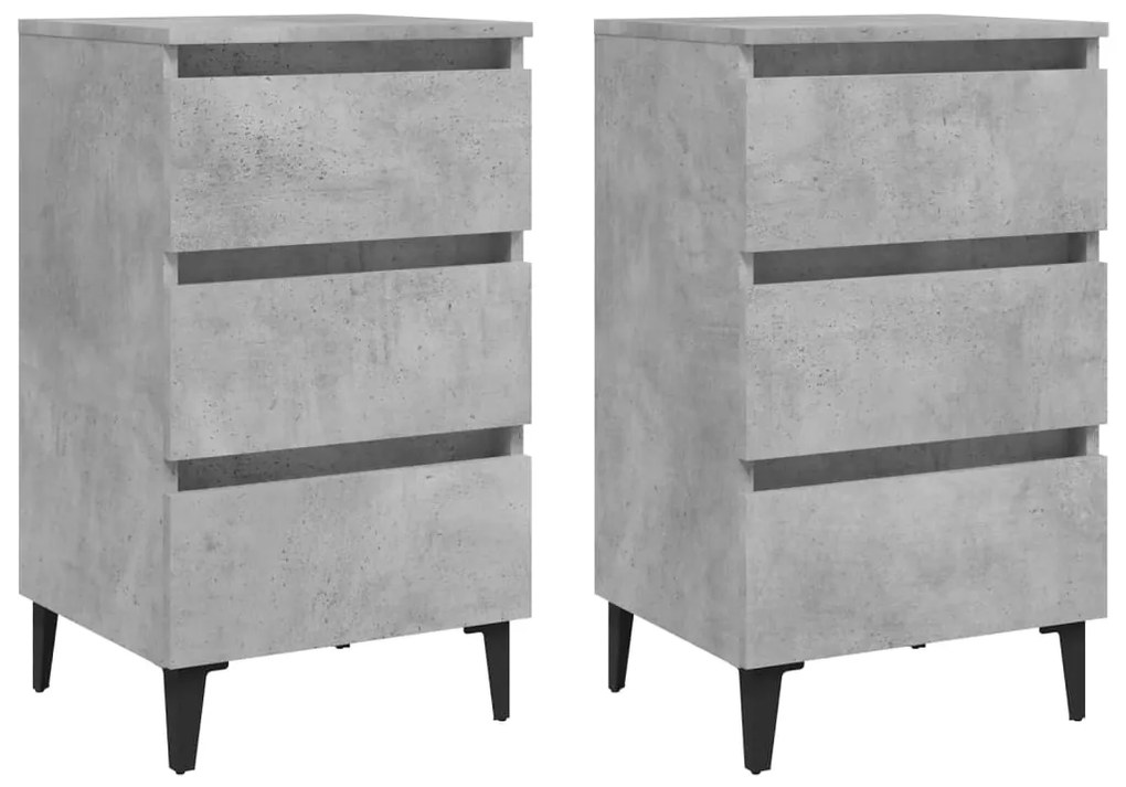 vidaXL Κομοδίνα 2 τεμ. Γκρι Σκυροδέματος 40x35x69 εκ. Μεταλλικά Πόδια