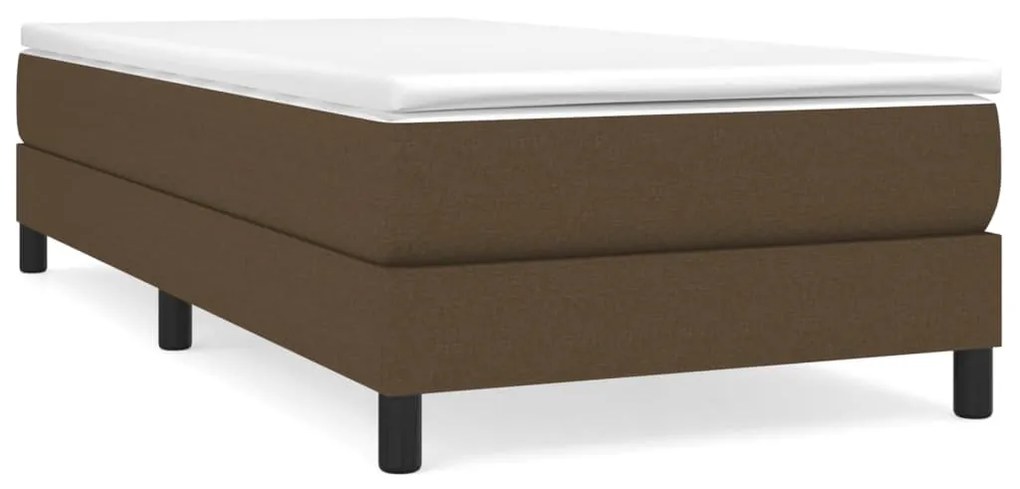 vidaXL Κρεβάτι Boxspring με Στρώμα Σκούρο Καφέ 100x200 εκ. Υφασμάτινο