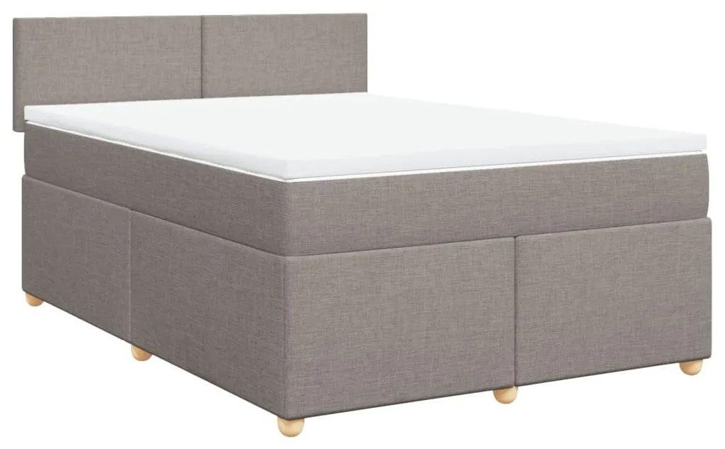 Κρεβάτι Boxspring με Στρώμα Taupe 140x190 εκ. Υφασμάτινο - Μπεζ-Γκρι