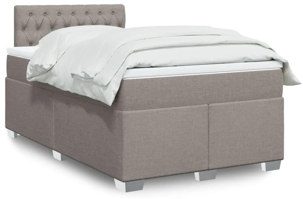 vidaXL Κρεβάτι Boxspring με Στρώμα Taupe 120x200 εκ. Υφασμάτινο