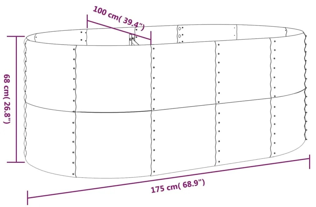 vidaXL Ζαρντινιέρα Ανθρακί 175x100x68εκ Ατσάλι με Ηλεκτρ. Βαφή Πούδρας
