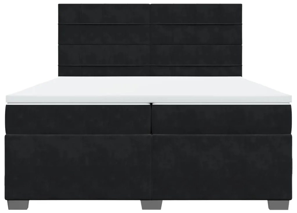 vidaXL Κρεβάτι Boxspring με Στρώμα Μαύρο 200x200 εκ. Βελούδινο
