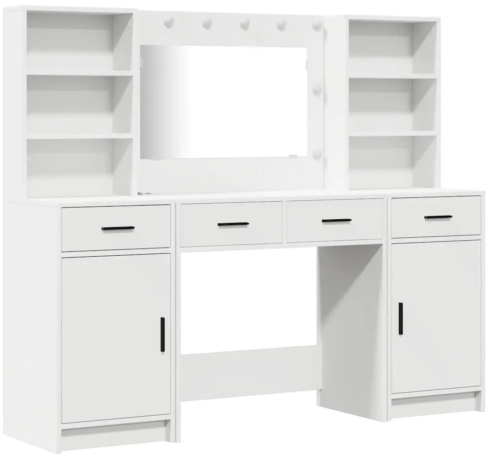 vidaXL Σετ Τραπεζιού Μακιγιάζ με ράφι 3 pcs Λευκό 78.5 x 41 x 135 εκ