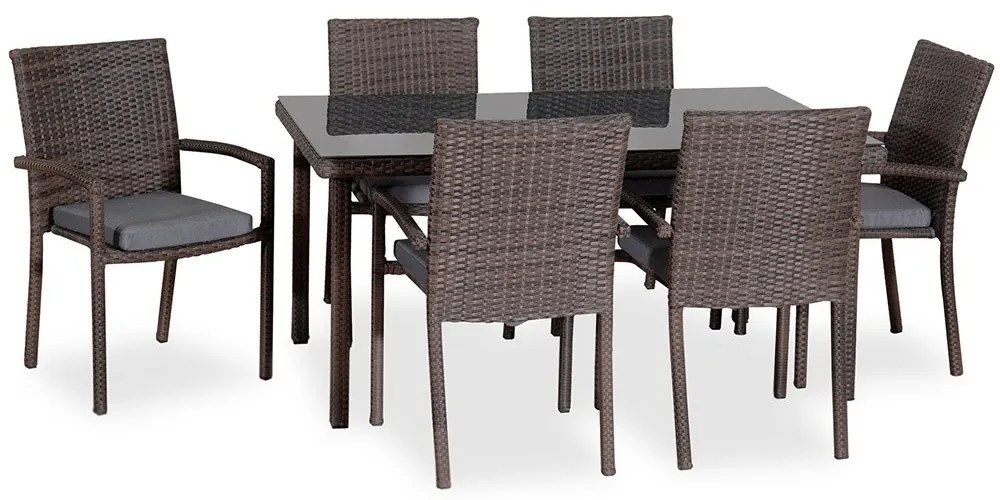 Τραπεζαρία (Σετ 7Τμχ) 203438 Blue/Brown 90x150x72cm 6 Θέσεων