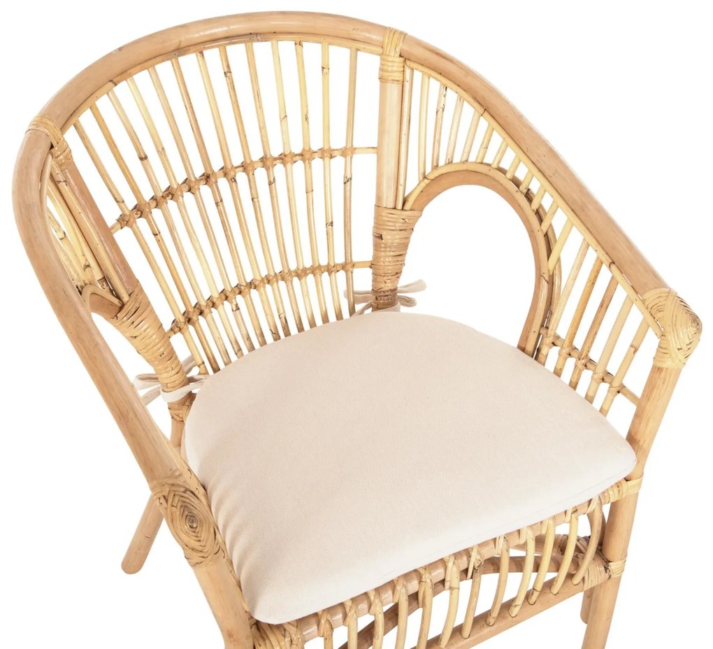 Καρέκλα - Πολυθρόνα DAMPAR C9929.04 Φυσικό Rattan με Λευκό Μαξιλάρι 59x61x80Υεκ. 59x61x80 εκ.
