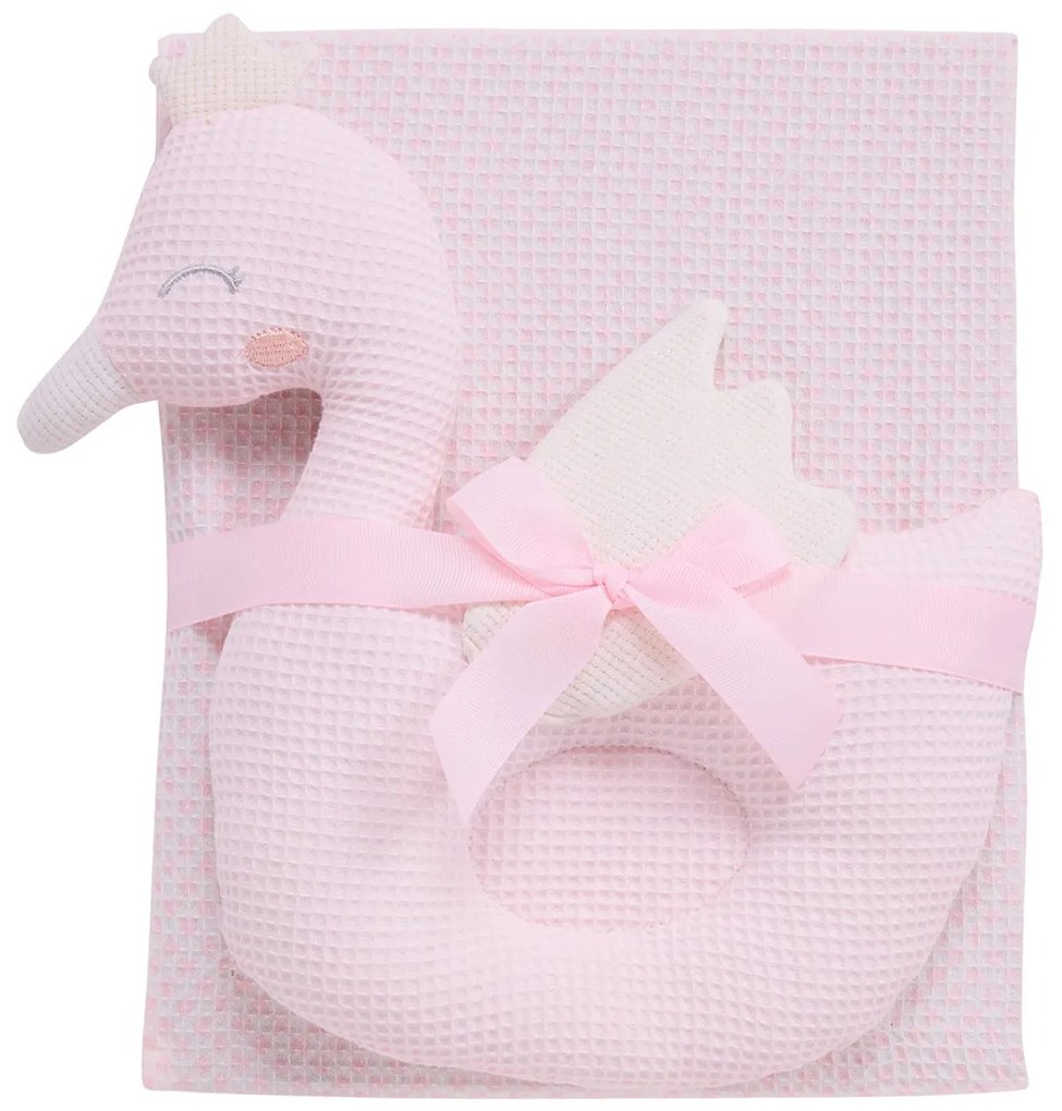 Κουβέρτα Πικέ Αγκαλιάς (75x100) + Λούτρινο Das Home Baby 4956 Pink