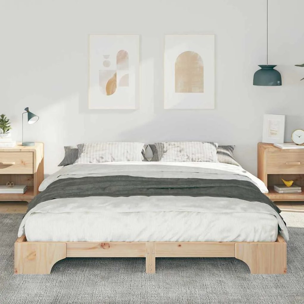 vidaXL Κρεβάτι δαπέδου με αποθήκευση Καφέ 160 x 210 cm ξύλο