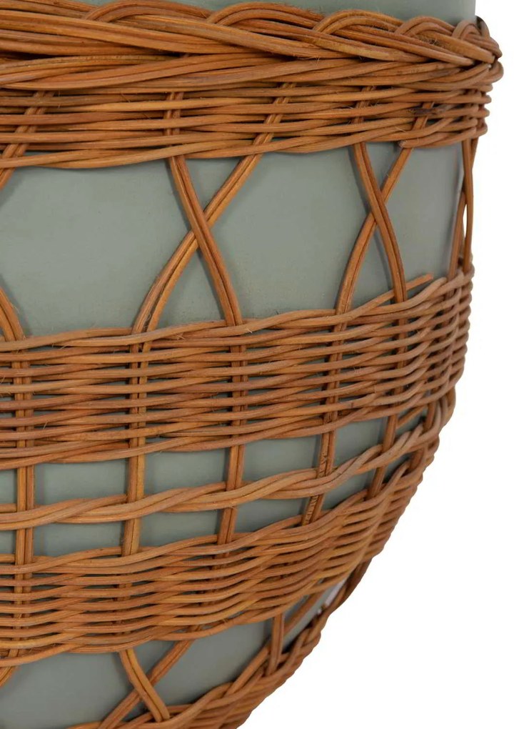 ΤΡΑΠΕΖΙ ΣΑΛΟΝΙΟΥ VILHENA HM18165 FIBER CEMENT ΠΡΑΣΙΝΟ-RATTAN ΦΥΣΙΚΟ Φ56x47Υεκ.