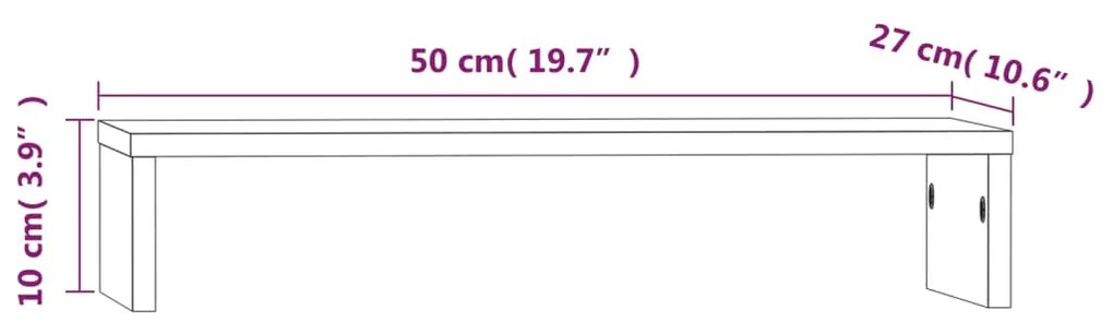 Βάση Οθόνης Λευκή 50 x 27 x 10 εκ. από Μασίφ Ξύλο Πεύκου - Λευκό