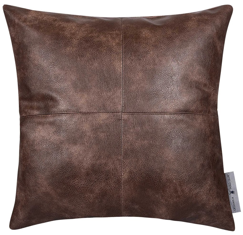 Διακοσμητικό Μαξιλάρι Faux Leather 45x45εκ. Essential 3984 Brown Greenwich Polo Club