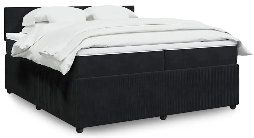vidaXL Κρεβάτι Boxspring με Στρώμα Μαύρο 200x200 εκ. Βελούδινο
