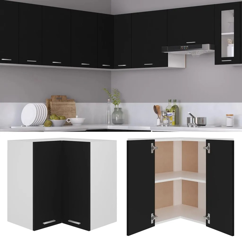 Ντουλάπι Γωνία Κρεμαστό Lyon Μαύρο 57 x 57 x 60εκ. από 806391