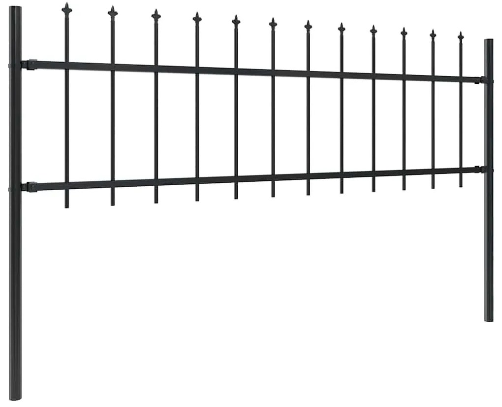 vidaXL Φράχτης Κήπου με Κορυφή Δόρυ Μαύρος Ατσάλινος 1426 x 60 εκ.