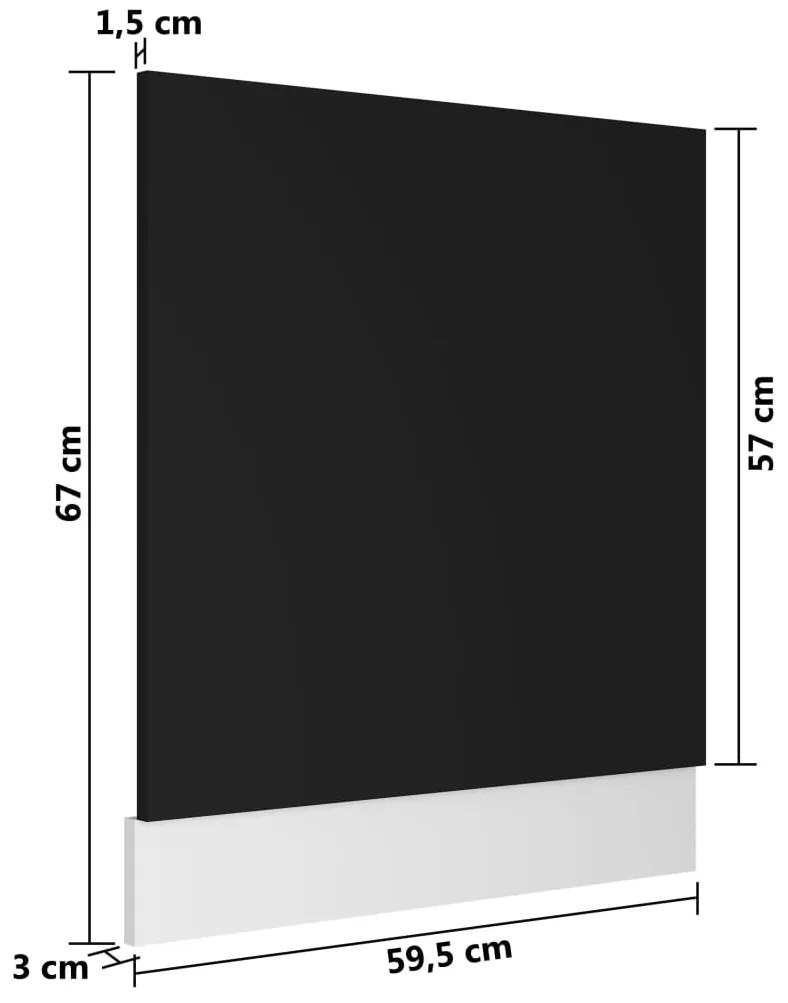 vidaXL Πρόσοψη Πλυντηρίου Πιάτων Μαύρη 59,5 x 3 x 67 εκ. Επεξ. Ξύλο