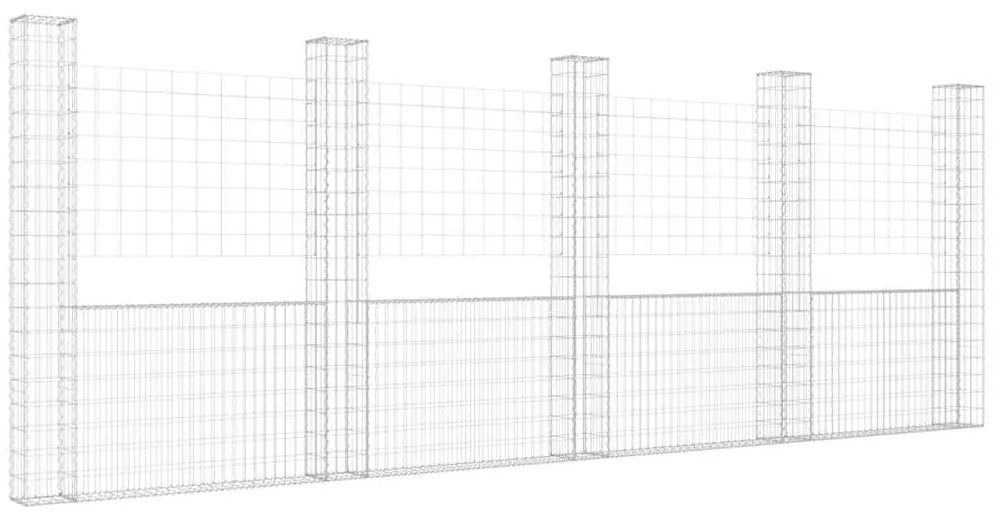 vidaXL Συρματοκιβώτιο σε U Σχήμα με 5 Στύλους 500x20x200 εκ Σιδερένιο