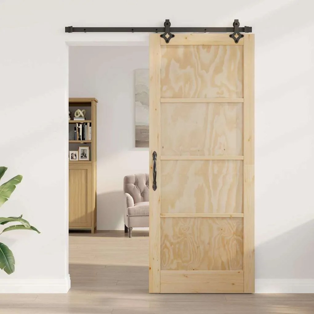 vidaXL Σετ Συρόμενης Πόρτας ORKDAL Φυσικό και μαύρο 86 x 211 cm