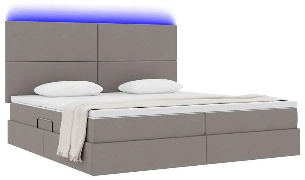 vidaXL Κρεβάτι με αποθηκευτικό χώρο και LED Taupe 200 x 200 cm