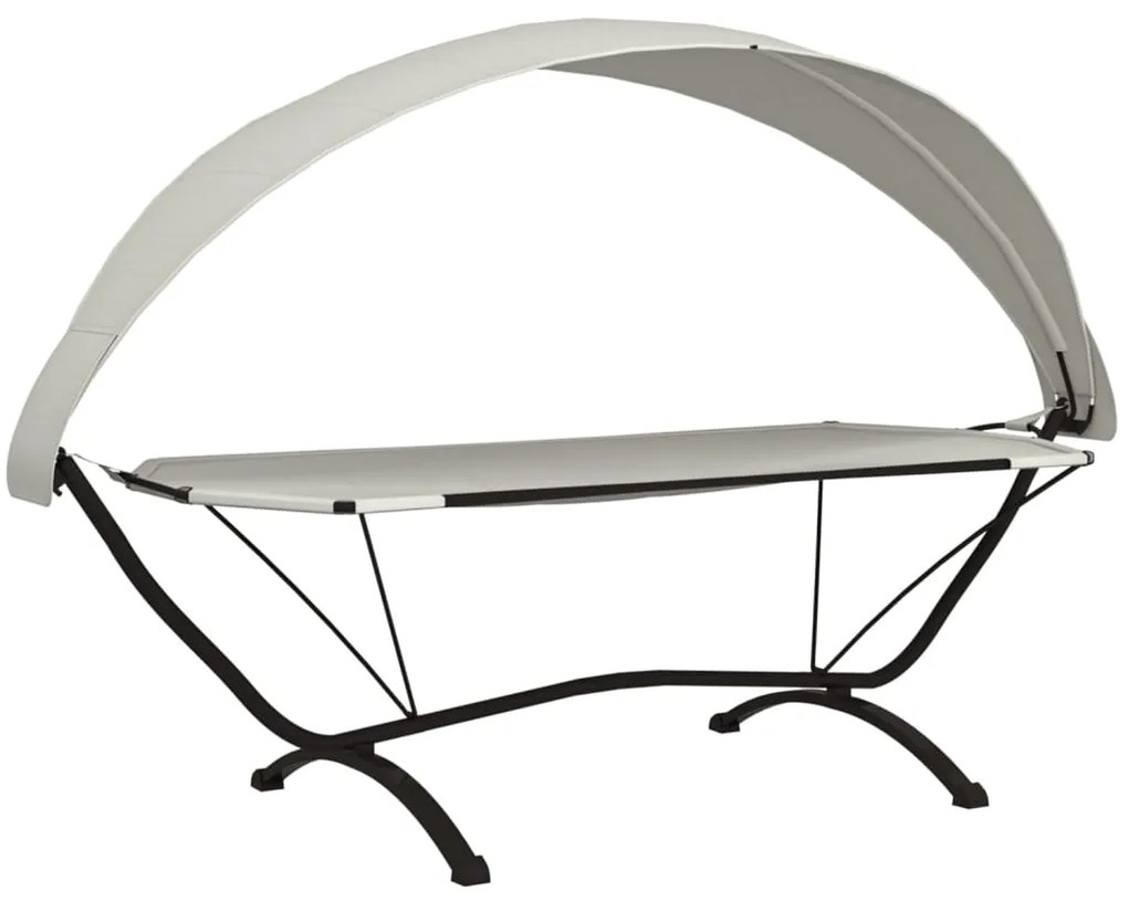 vidaXL Ξαπλώστρα Εξ.Χωρ. με Σκέπαστρο Κρεμ από Ατσάλι + Ύφασμα Oxford