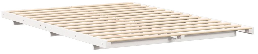 vidaXL Κρεβάτι δαπέδου Λευκό 140 x 200 cm Μασίφ ξύλο πεύκου
