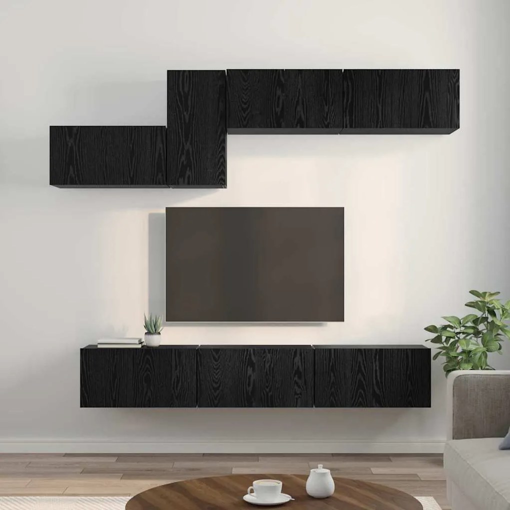 vidaXL Σετ επίπλου τηλεόρασης με ράφι Άλλο 7 pcs Μαύρη Δρυς 60 x 30 x 30 cm