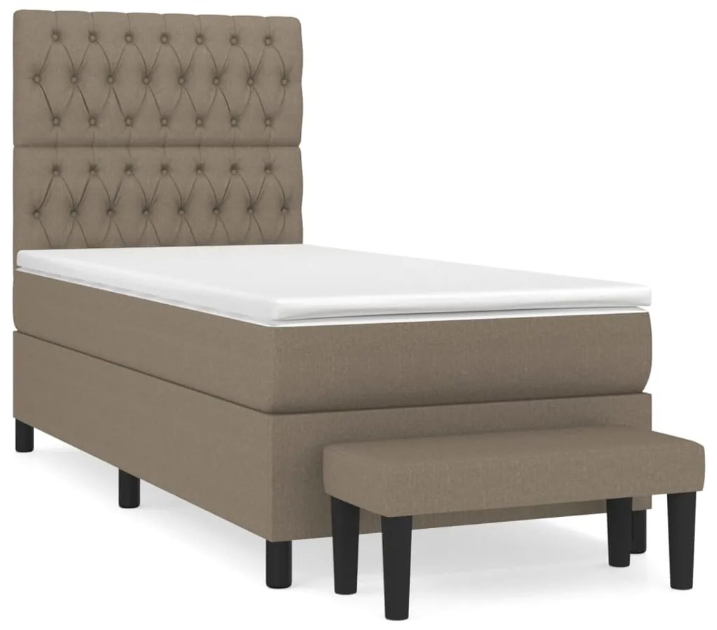 vidaXL Κρεβάτι Boxspring με Στρώμα Taupe 90x200 εκ. Υφασμάτινο