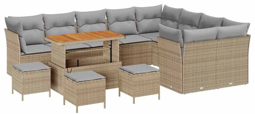 vidaXL Σετ Καναπέ Κήπου 13 pcs Μπεζ συνθετικό ρατάν