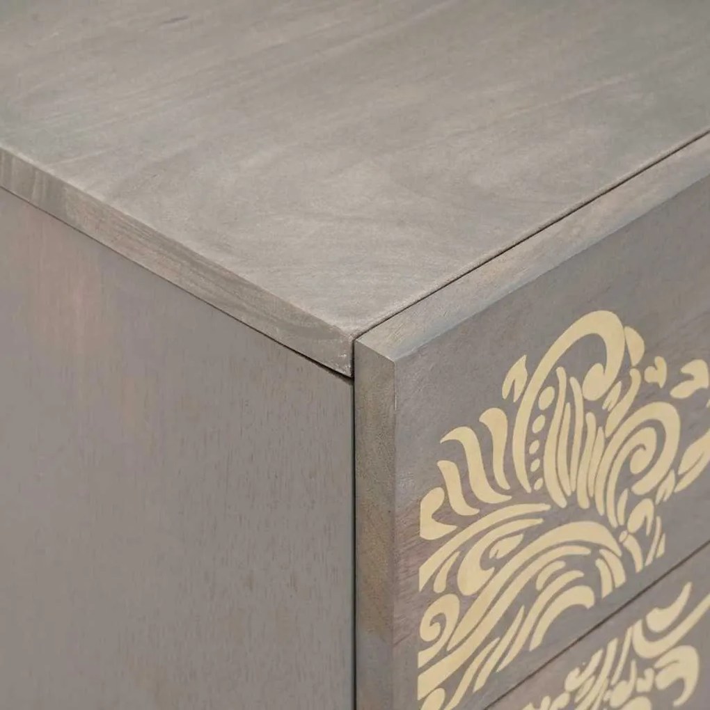 vidaXL Κομοδίνο με συρτάρι Γκρι 50 x 33 x 60 εκ Μασίφ ξύλο μάνγκο