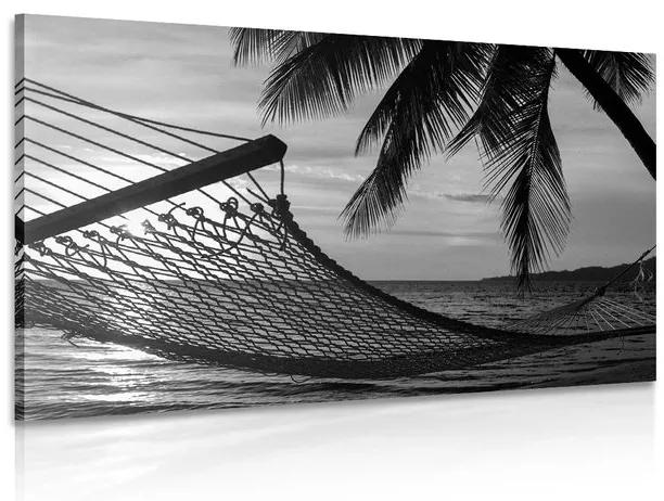 Εικόνα αιώρας στην παραλία σε ασπρόμαυρο - 120x80