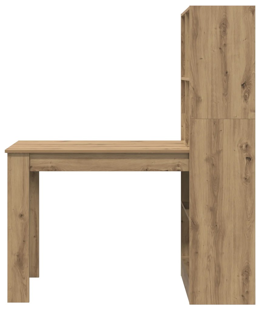 vidaXL Γραφείο με ράφι με αποθήκευση artisan δρυς 122 x 67 x 145 εκ.