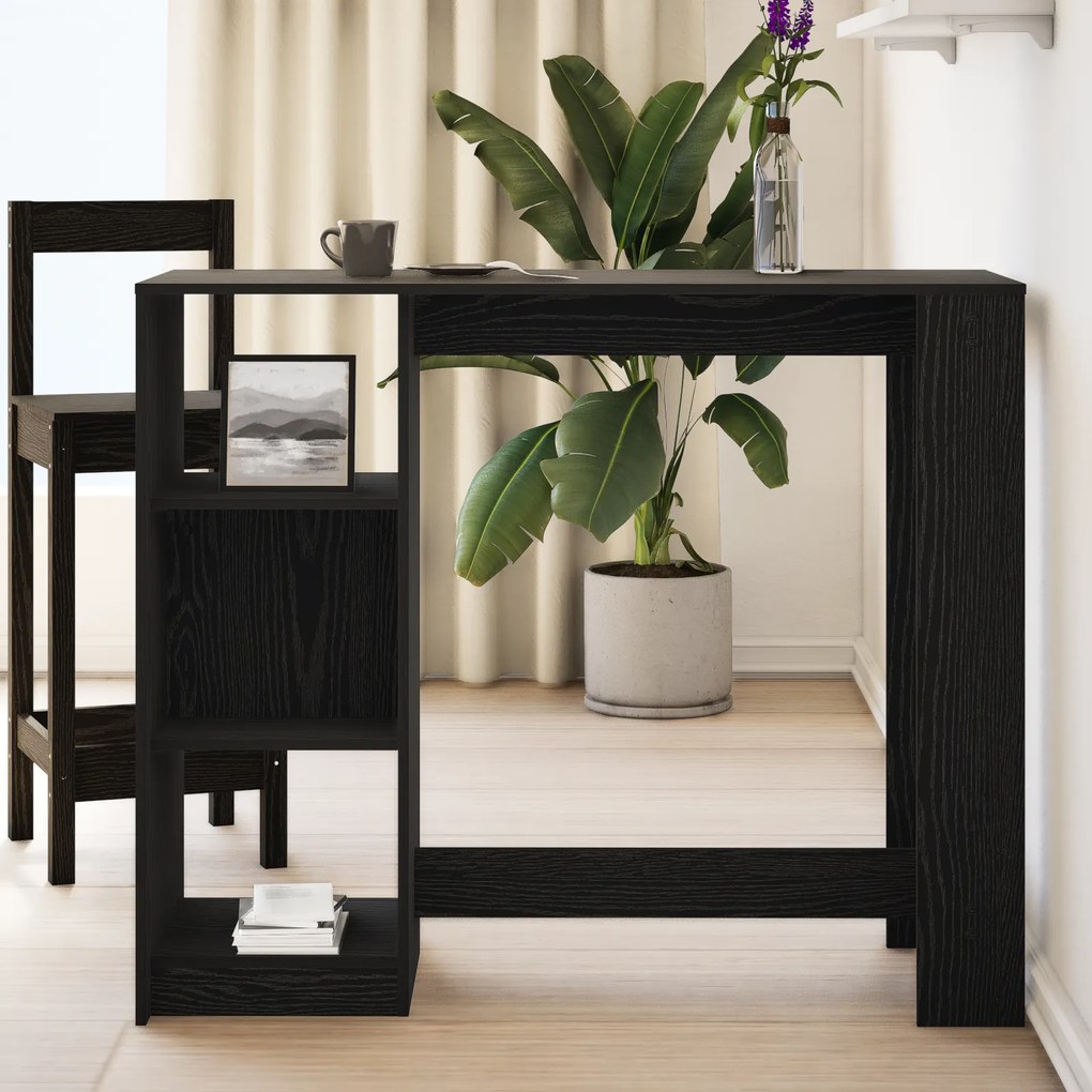 vidaXL Τραπέζι Μπαρ με Ράφι Μαύρη Δρυς 102,5x46x103,5 εκ Κατασκευασμένο Ξύλο