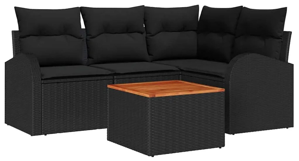 vidaXL Σετ Καναπέ Κήπου 5 pcs Μαύρο Πολυ ράταν