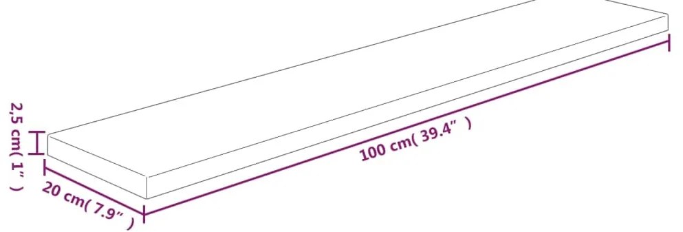 vidaXL Ράφι 100x20x2,5 εκ. από Ακατέργαστο Μασίφ Ξύλο Δρυός