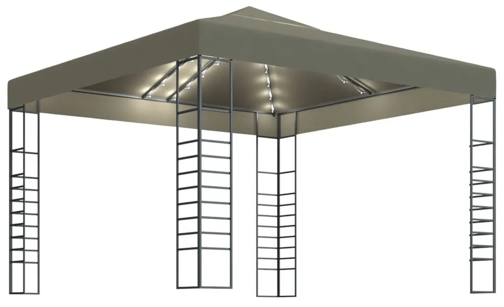 vidaXL Κιόσκι με Φωτάκια LED Taupe 3 x 3 μ.