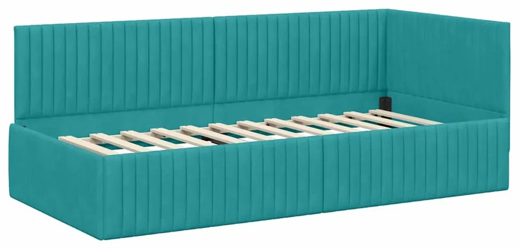 vidaXL Κρεβάτι Γωνίας με κεφαλάρι Τιρκουάζ 90 x 190 cm Βελούδο