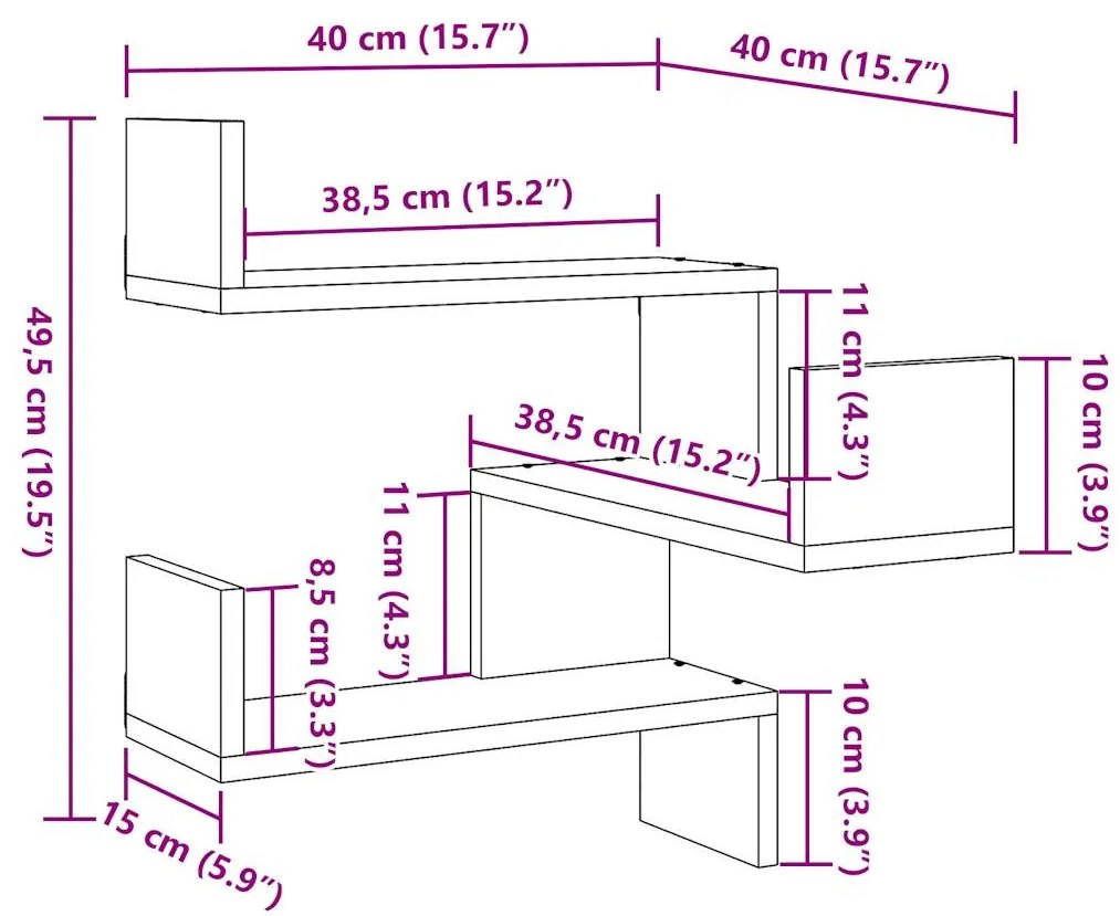 ΓΩΝΙΑΚΟ ΡΑΦΙ ΤΟΙΧΟΥ ΔΡΥΣ ΤΕΧΝΙΤΗΣ 40X40X49,5 CM 856608